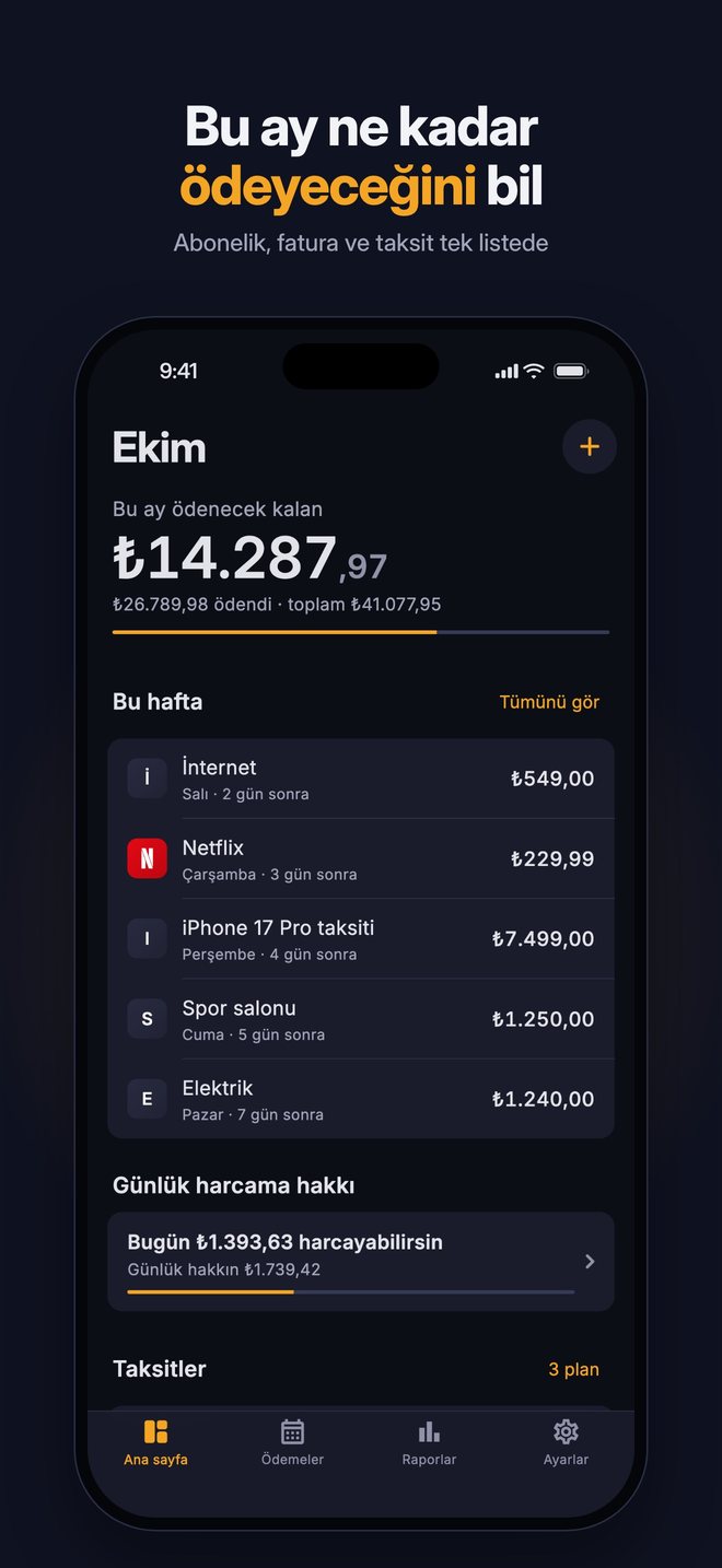 Bu ay ne kadar ödeyeceğini bil